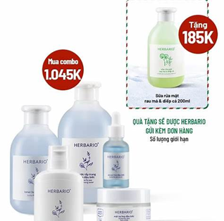Combo san pham Herbario kem qua tang sua rua mat rau ma diep ca 200ml